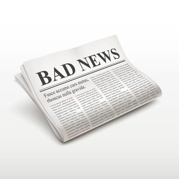 Slecht nieuws woorden op krant — Stockvector