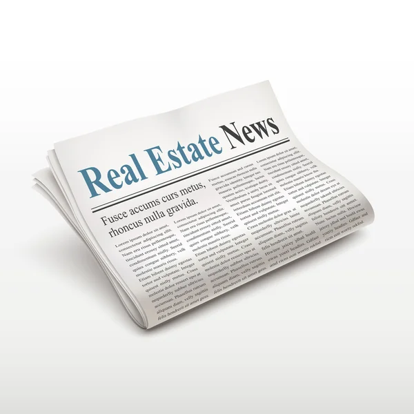 Real estate news words on newspaper — Stock Vector