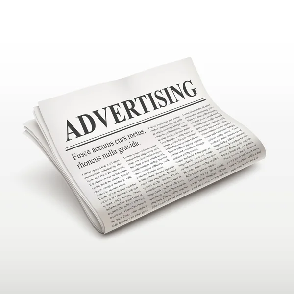 Palabra publicitaria en periódico — Vector de stock