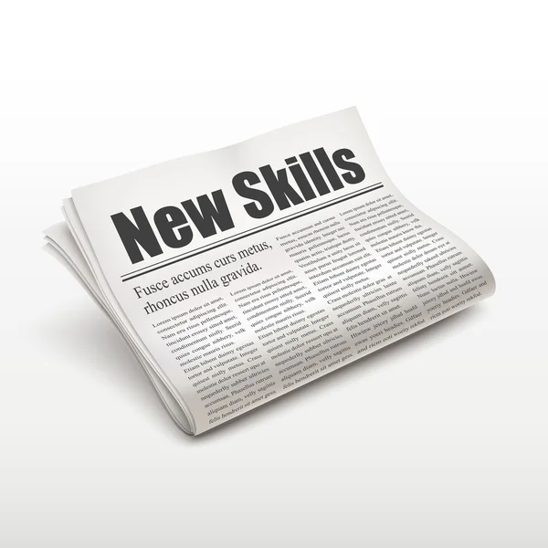New skills words on newspaper — Stock Vector