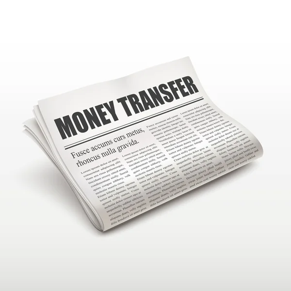 Money transfer words on newspaper — Stock Vector