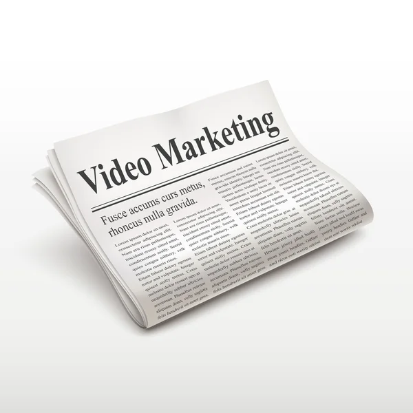 Palavras de marketing de vídeo no jornal — Vetor de Stock