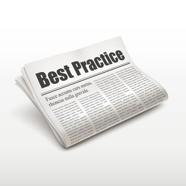 Best practice words on newspaper — Stock Vector