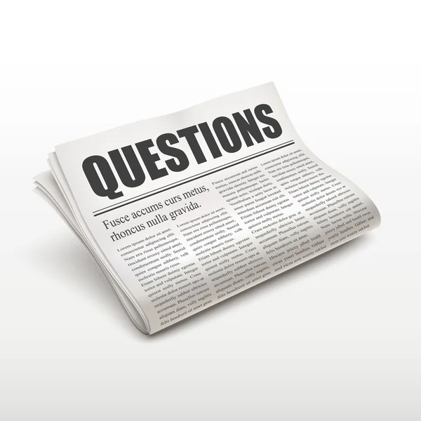 Preguntas palabra sobre periódico — Vector de stock