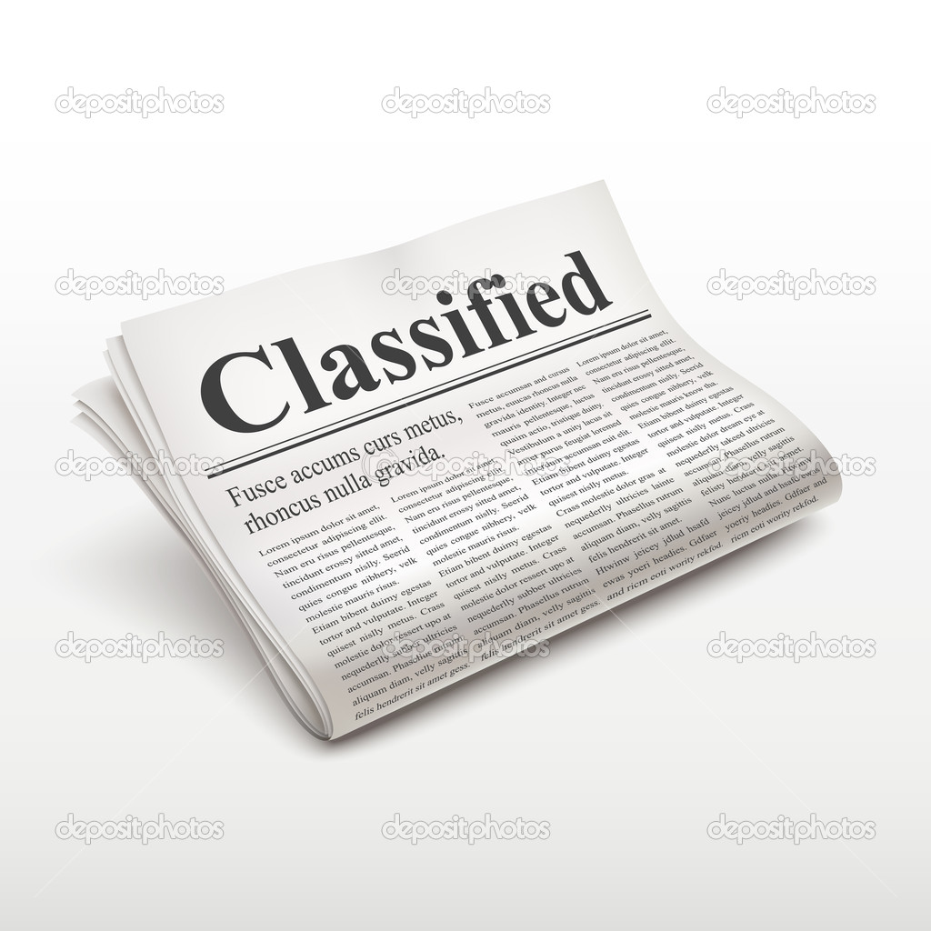 classified words on newspaper