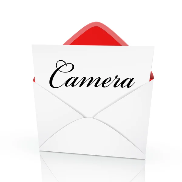 The word camera on a card — Stock Vector