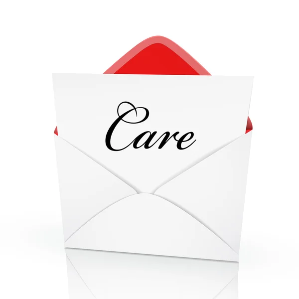 Η λέξη φροντίδας σε μια κάρτα — Διανυσματικό Αρχείο