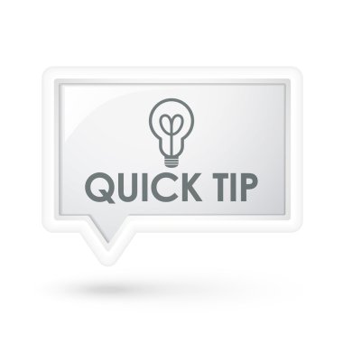 quick tip words with bulb icon on a speech bubble  clipart