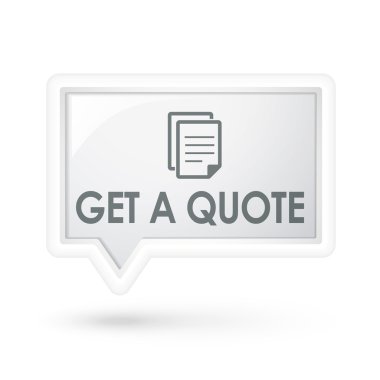 get a quote with document icon over speech bubble clipart