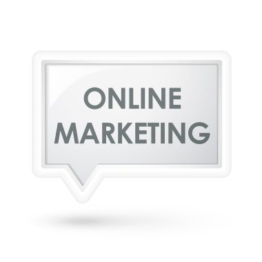 Online Pazarlama kelimeler üzerine bir konuşma balonu
