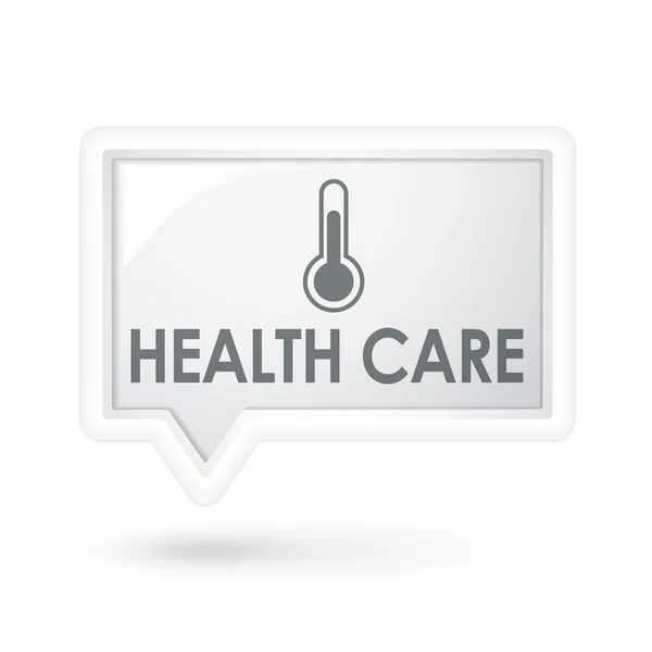 Hälso-och sjukvård med termometern ikonen på en pratbubbla — Stock vektor