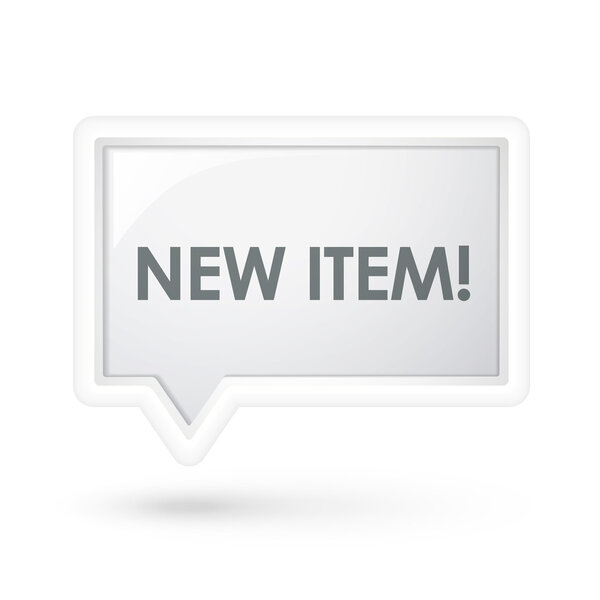 new item words on a speech bubble 