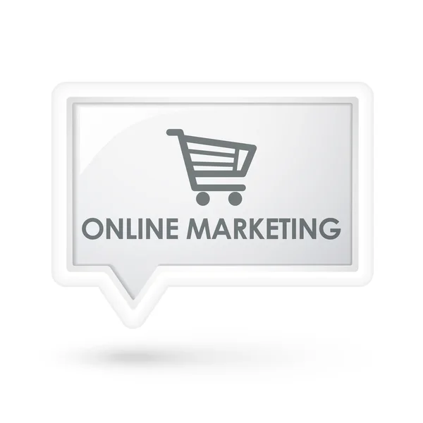 Marketing online com ícone de carrinho em uma bolha de fala — Vetor de Stock