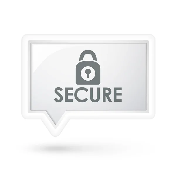 Secure word with padlock icon on a speech bubble — Stock Vector