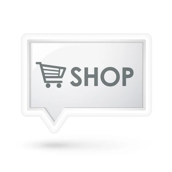 Shop word with cart icon on a speech bubble — Stock Vector