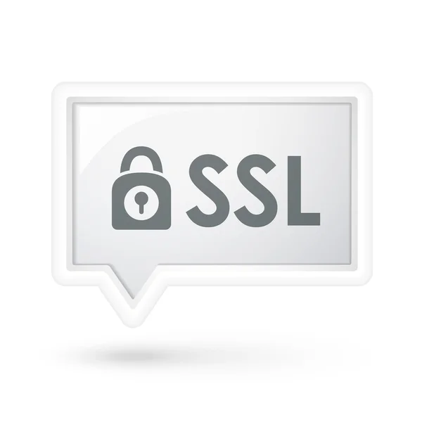 SSL with padlock icon on a speech bubble — Stock Vector