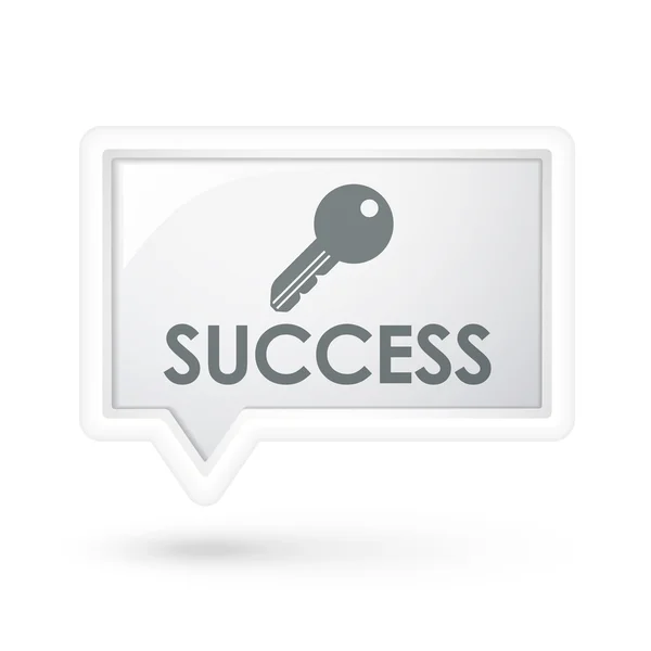 Success word with key icon on a speech bubble — Stock Vector