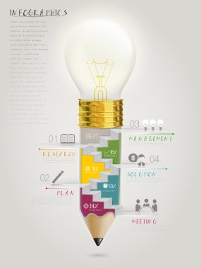 yaratıcı şablon Infographic ampul kalem içinde merdiven ile 