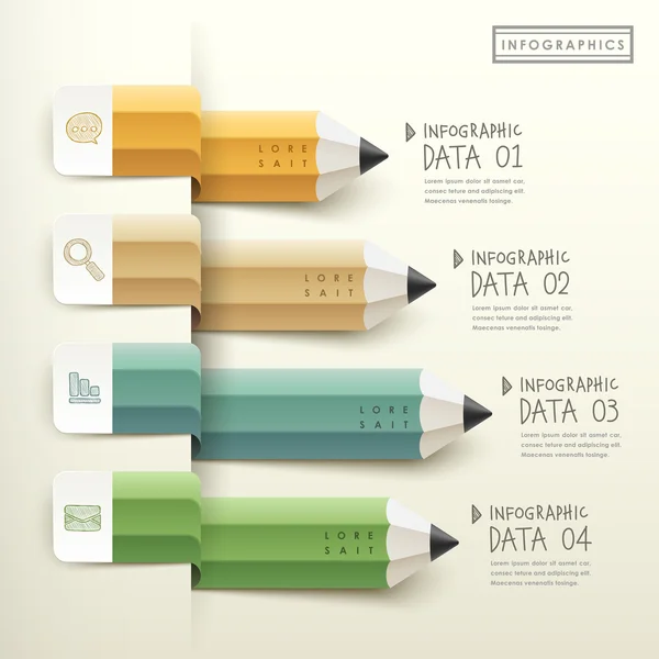 Modelo criativo de gráfico de barras de lápis infográfico — Vetor de Stock