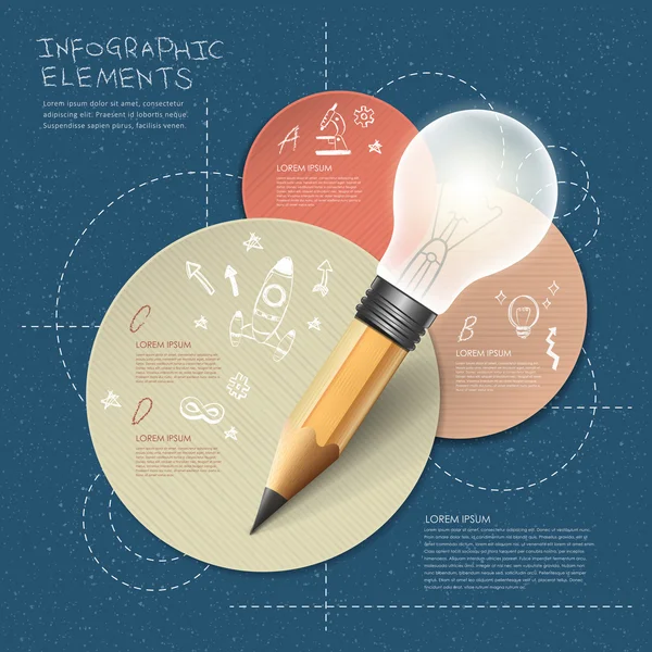 Infographic med lampa penna över hand dras bakgrund — Stock vektor