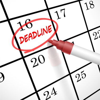 deadline word circle marked on a calendar clipart