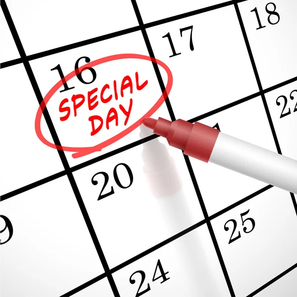 Special day words circle marked on a calendar — Stock Vector