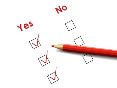 yes no check box with red pen  clipart