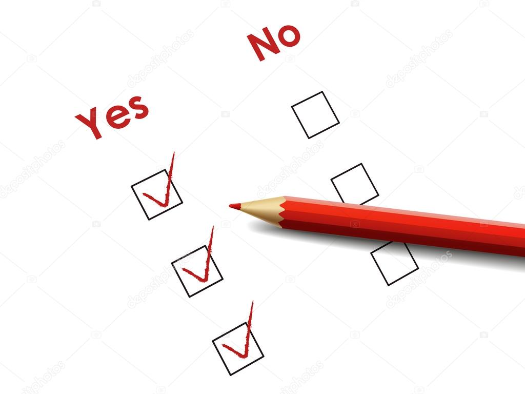 yes no check box with red pen 