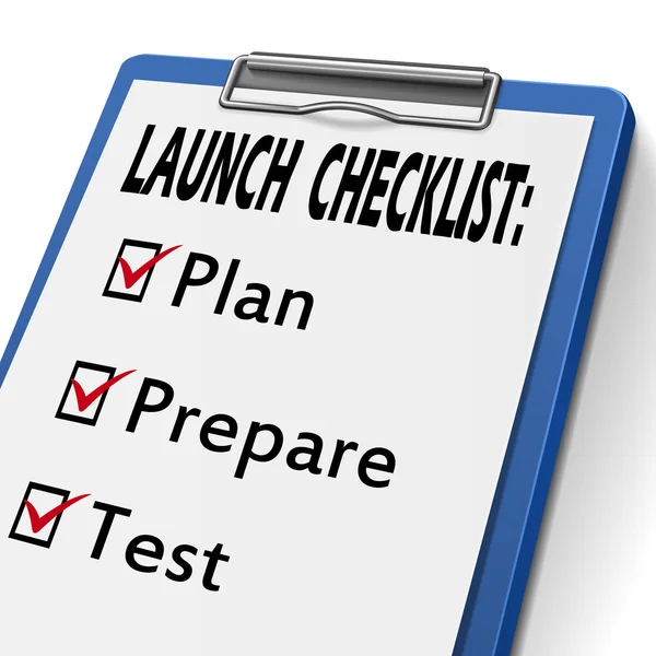 Launch checklist clipboard — Stock Vector