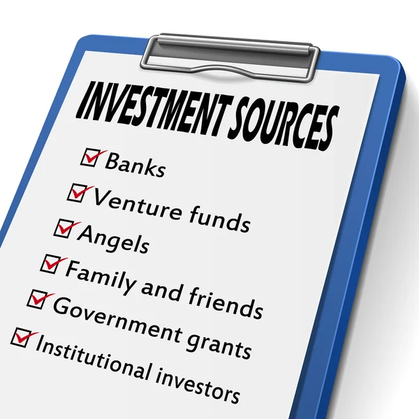 Clipboard de fontes de investimento — Vetor de Stock