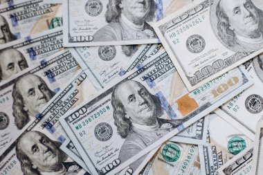 Amerika 'nın bir sürü dolar banknotları. 100 Amerikan doları. ABD 'nin parası