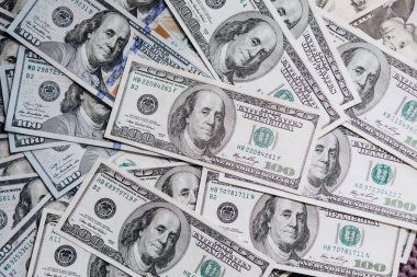 ABD 'nin dolar banknotları. 100 Amerikan doları. ABD 'nin parası