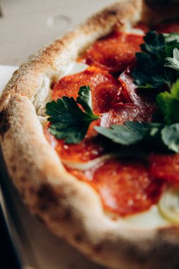 Delicious and juicy Italian pizza with sausage