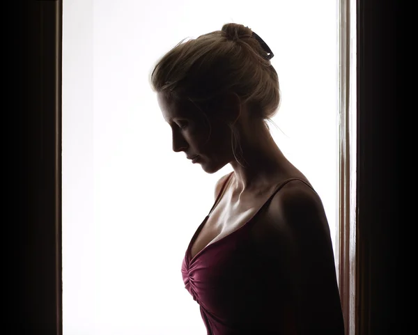 Hermosa, mujer sexy se para en la puerta —  Fotos de Stock