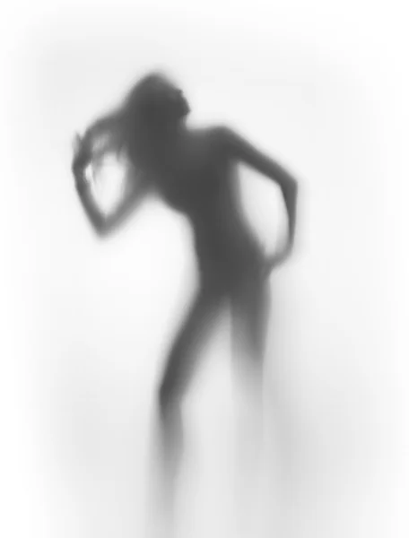 Silhouette femme sexy, aux cheveux longs — Photo