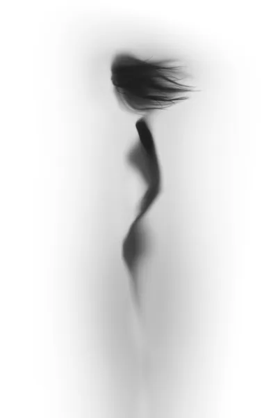 Silhouette femme aux cheveux longs — Photo