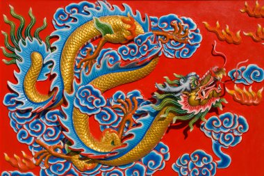 güzel ejderha duvar Çin Tapınak, Tayland.