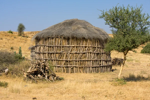 Cabana no deserto perto de Jaisalmer, Índia — Fotografia de Stock