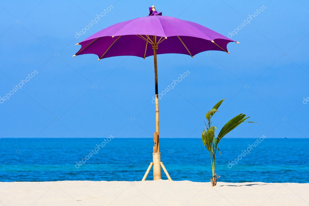 Umbrella on the beach on Koh Phangan, Thailand.