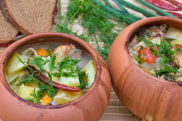 Meat baked with vegetables — Stock Photo, Image