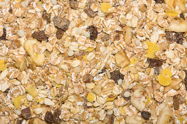 Closeup of a pile of muesli — Stock Photo, Image