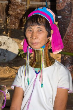 karen uzun boyunlu tepe kabile kız Köyü'nde portresi, ban huay dava toa nerede turist mae hong son, Tayland 10 Kasım 2011 tarihinde günlük ziyaret
