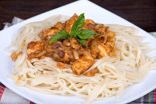 Spaghetti e carne — Foto Stock