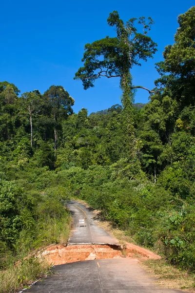 Interruzione della strada asfaltata in Thailandia — Foto Stock