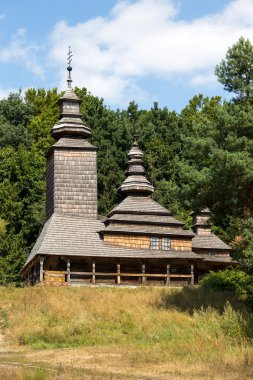 ahşap Ukraynalı antika Ortodoks Kilisesi yaz aylarında pirogovo Müzesi, kiev, Ukrayna