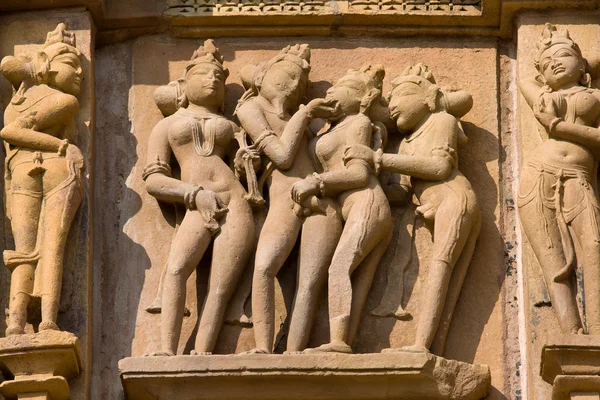 Kámen vytesaný chrám v khajuraho, madhya pradesh, Indie — Stock fotografie