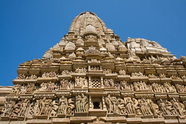 Temple sculpté en pierre à Khajuraho, Madhya Pradesh, Inde — Photo