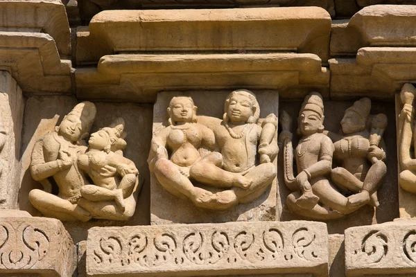 Kamienne rzeźbione świątyni w khajuraho, madhya pradesh, Indie — Zdjęcie stockowe