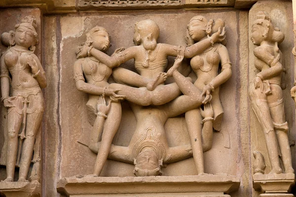 色情的卡修拉荷，印度庙. — 图库照片
