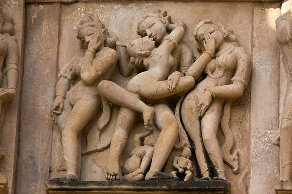 Erotic temple in Khajuraho, India. — Stock Photo, Image